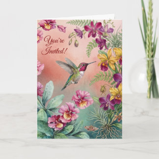 Hummingbird Floral Birthday Party Invitation