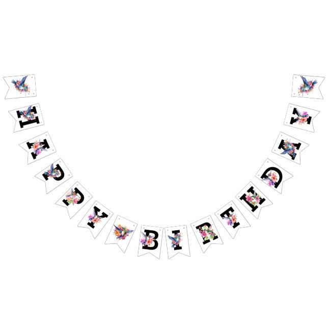 Hummingbird Floral Bouquet Birthday Party Bunting (All)