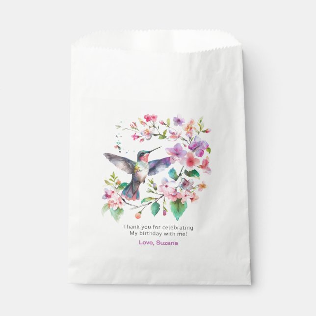 Hummingbird Floral Bouquet Reath Favour Bags (Front)