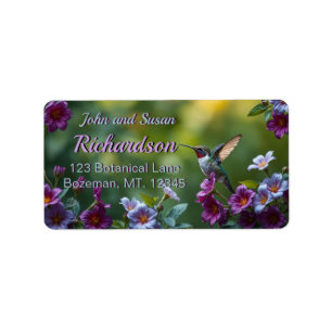 Hummingbird Floral Design Address Label