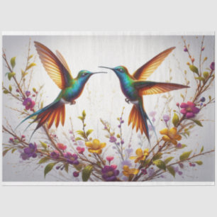 Hummingbird Floral Fauna Decoupage Tissue Paper