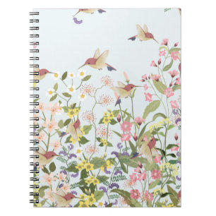 Hummingbird Floral Garden Vintage Illustration Notebook