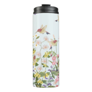 Hummingbird Floral Garden Vintage Illustration Thermal Tumbler