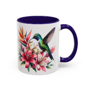 Hummingbird Floral Mug Bird Lover Gift Cup