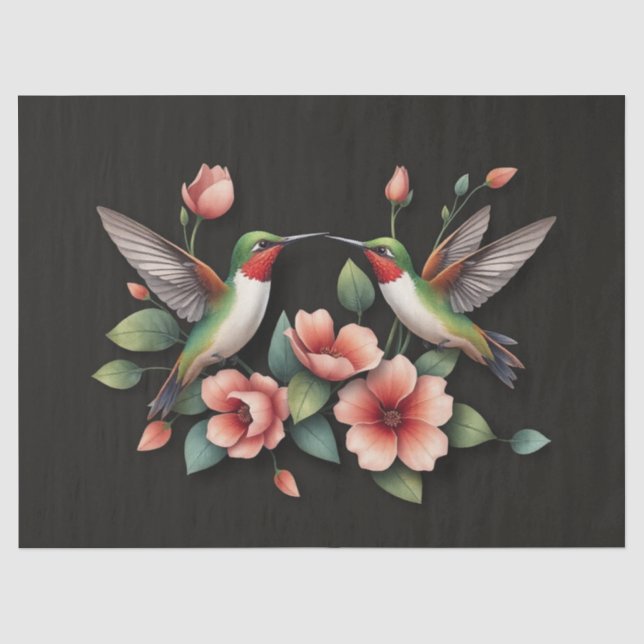 Hummingbird Floral  Tissue Paper (Front)