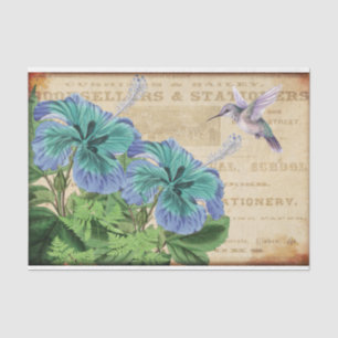 Hummingbird Floral Vintage Decoupage  Tissue Paper