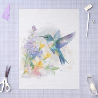 Hummingbird Floral Watercolor Tissue Paper