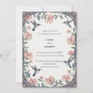 Hummingbird Floral Wedding Invitation