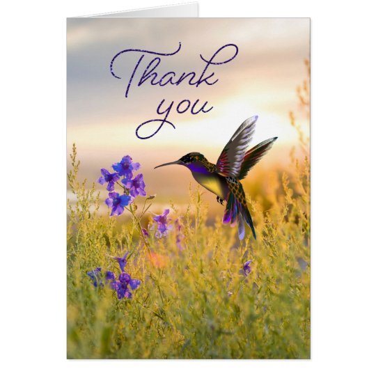 Hummingbird Flower Thank You Note Cards