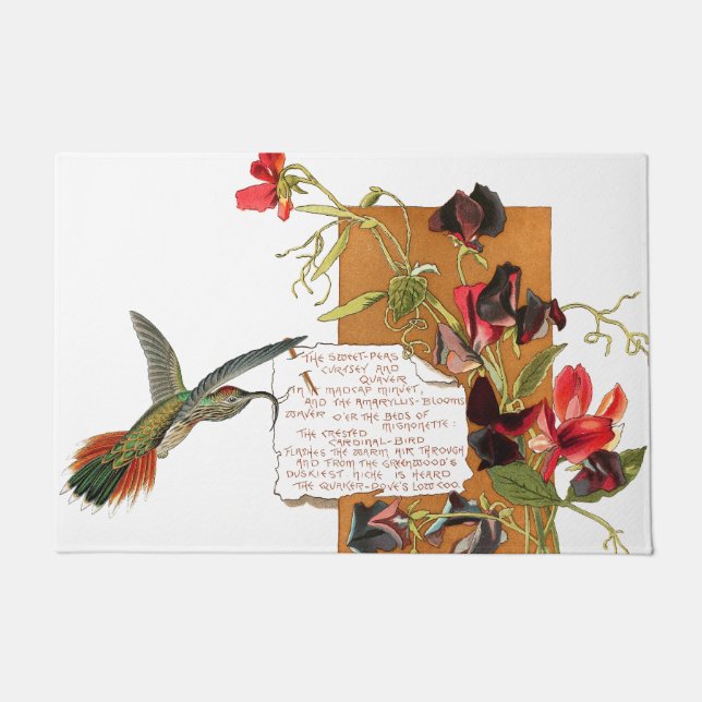 Hummingbird Flowers Bermuda Island Floral Poem Doormat (Front)