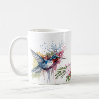 Hummingbird & Flowers Coffee Mug | Watercolor Mugs