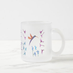 Hummingbird Flowers Custom Frosted Glass Coffee Mug