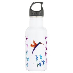 Hummingbird flowers floral bird art 532 ml water bottle