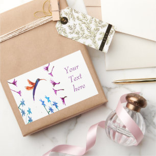 Hummingbird Flowers Floral Custom Rectangular Sticker