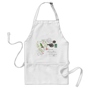 Hummingbird Flowers French Ephemera Fish Apron
