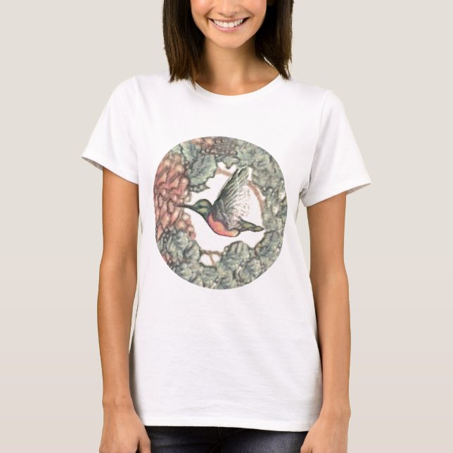 Hummingbird & Flowers T-Shirt (Front)