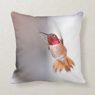 Hummingbird Flying Photo Throw Pillow