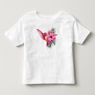 Hummingbird Frangipani PNG Watercolor Bird Design Toddler T-Shirt