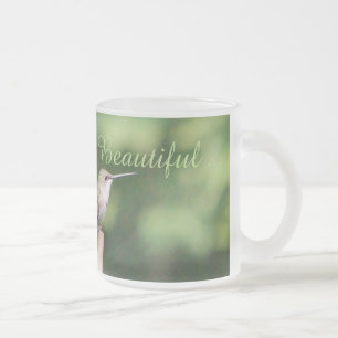 Hummingbird Frosted Glass Coffee Mug