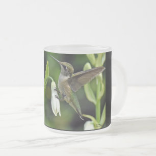 Hummingbird Frosted Glass Coffee Mug