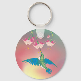 HUMMINGBIRD & FUCHSIA by SHARON SHARPE Key Ring