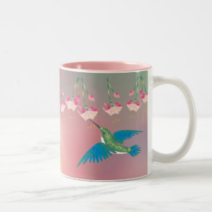 HUMMINGBIRD & FUCHSIA by SHARON SHARPE Two-Tone Coffee Mug