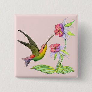 Hummingbird Garden 15 Cm Square Badge