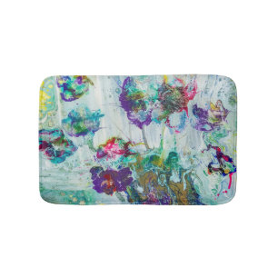 Hummingbird garden abstract painting bath mat
