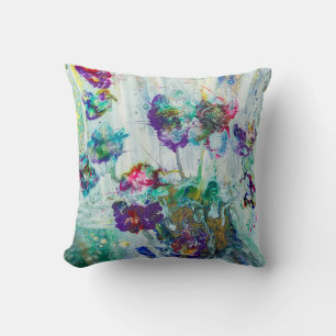 Hummingbird garden abstract painting cushion