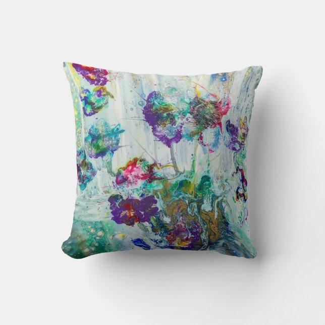 Hummingbird garden abstract painting  cushion (Front)