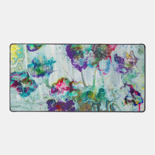 Hummingbird garden abstract painting desk mat