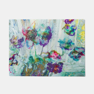 Hummingbird garden abstract painting doormat