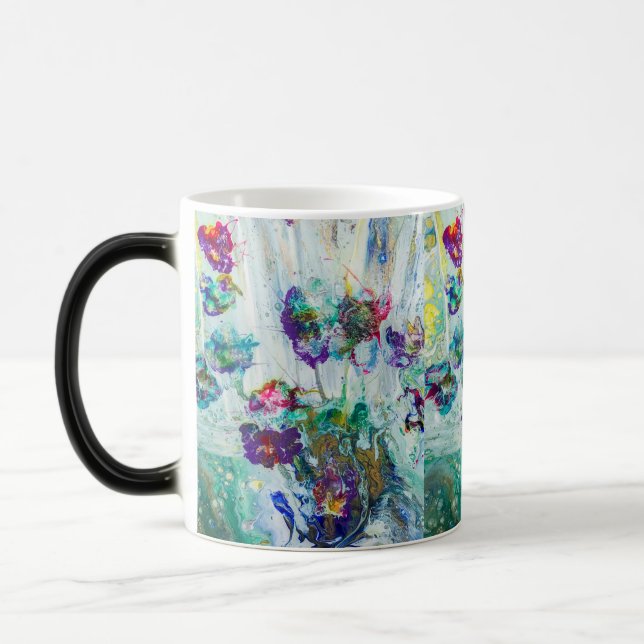 Hummingbird garden abstract painting  magic mug (Left)