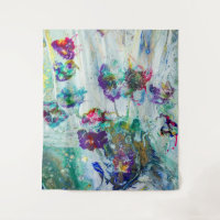 Hummingbird garden abstract painting 