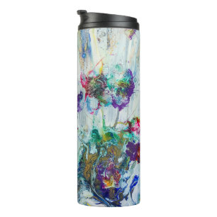 Hummingbird garden abstract painting  thermal tumbler