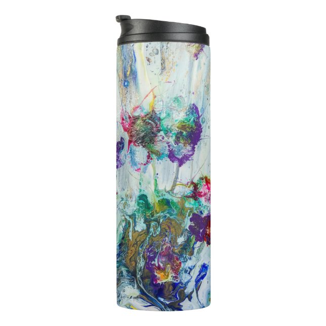 Hummingbird garden abstract painting  thermal tumbler (Rotated Right)