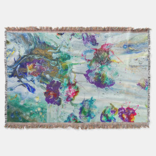 Hummingbird garden abstract painting  throw blanket