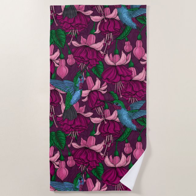 Hummingbird garden beach towel (Front)