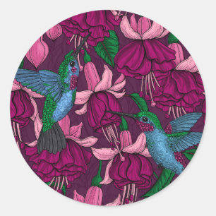 Hummingbird garden classic round sticker