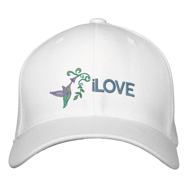 Hummingbird Garden Embroidered Hat (Front)