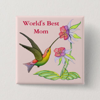 Hummingbird Garden for Mum 15 Cm Square Badge
