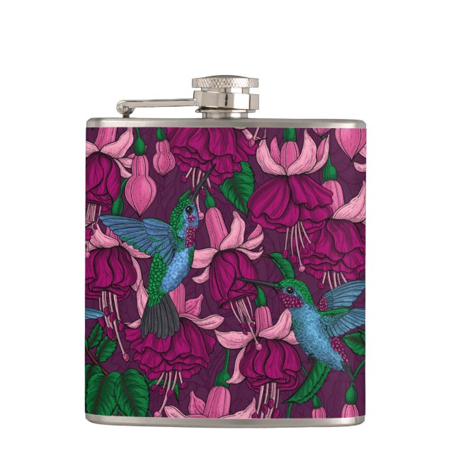 Hummingbird garden hip flask (Front)