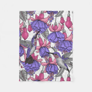 Hummingbird garden in melrose and pink fleece blanket