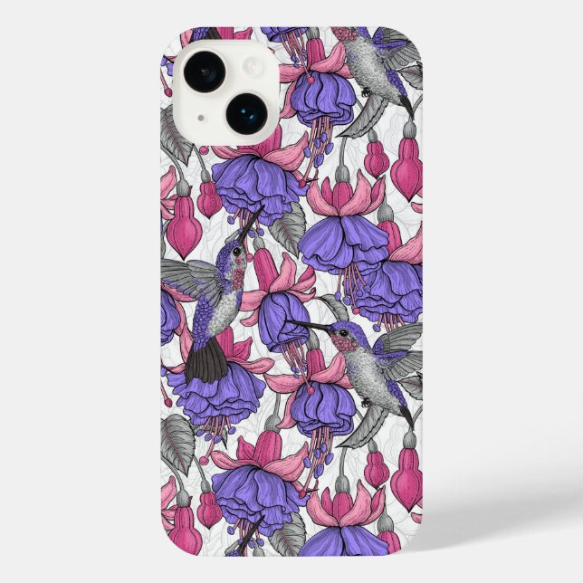 Hummingbird garden in melrose and pink iPhone case (Back)