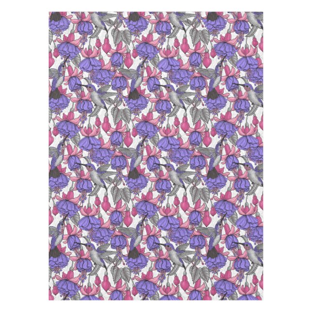 Hummingbird garden in melrose and pink tablecloth (Front)