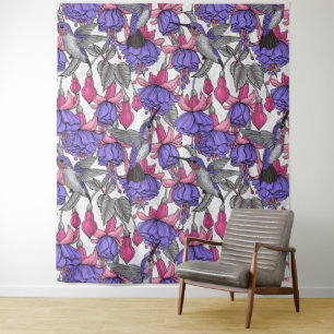 Hummingbird garden in melrose and pink tapestry