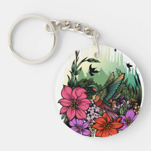 Hummingbird Garden Key Ring