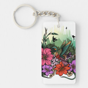 Hummingbird Garden Key Ring