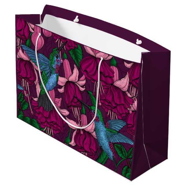 Hummingbird garden large gift bag (Back Angled)