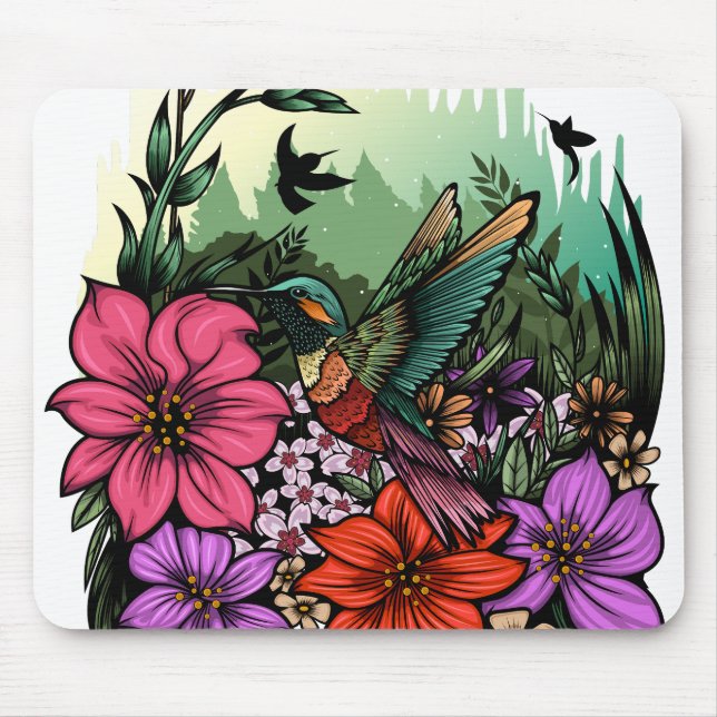 Hummingbird Garden Mouse Mat (Front)